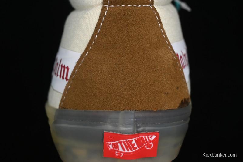 Palm Angels x Vans Sk8-Mid Collaboration Mid-Top Skate Shoes with Distressed Sole - VN000CRPGRN