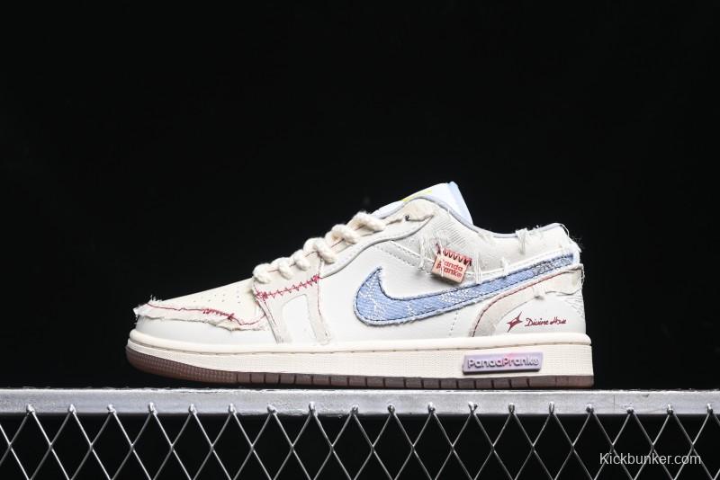 Nike Air Jordan 1 Low AJ1 Panda Prank Qixi Themed Retro Basketball Shoes with Special Graffiti Design - FZ5046-041