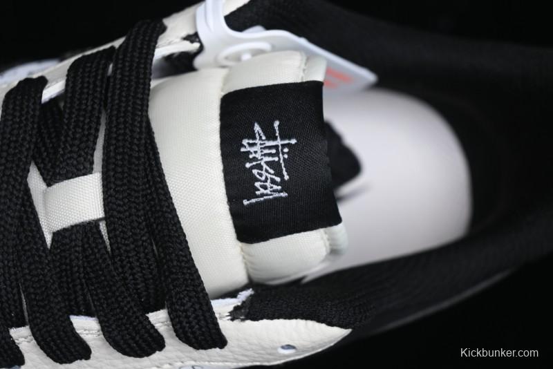 Nike Air Force 1 '07 Low Stussy Collaboration - Black White Mini Swoosh Low-Top Casual Sneakers - SJ6698-010