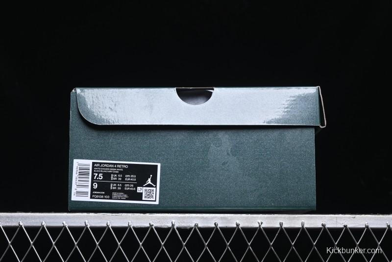 Nike Air Jordan 4 Retro Sneakers in White, Oxidized Green and Neutral Grey - AQ8138-103