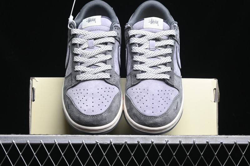 Nike SB Dunk Low Stussy Collaboration - Granite Grey Anniversary Custom Low-Top Casual Skate Shoes - XS1086-008