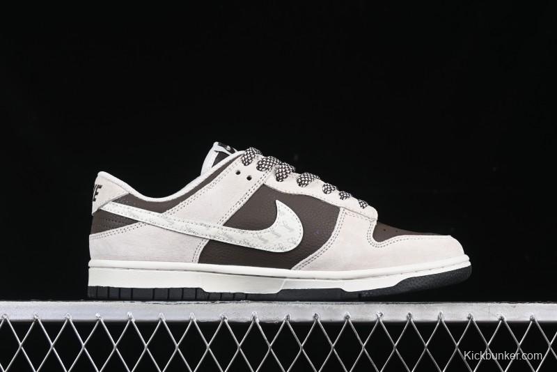 Nike SB Dunk Low Stussy Collaboration Brown Leather Swoosh Anniversary Custom Low-Top Casual Sneakers - DJ2024-062
