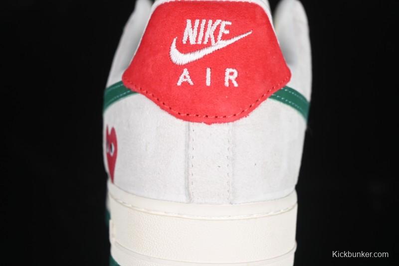 Nike Air Force 1 '07 Low CDG Play Collaboration Green Swoosh Low-Top Casual Sneakers - DF0188-033