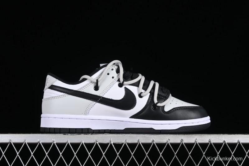 Nike Dunk Low Letter Panda Black Grey High Street Deconstructed SB Strap Low-top Casual Skate Shoes - CW1590-100