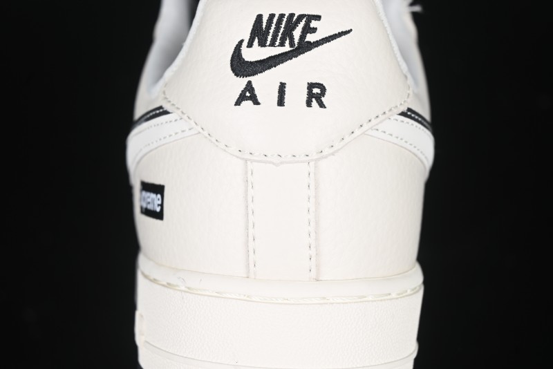 Nike Air Force 1 '07 Low Supreme Collaboration - Beige Black Double Swoosh Casual Sneakers - DF0188-019