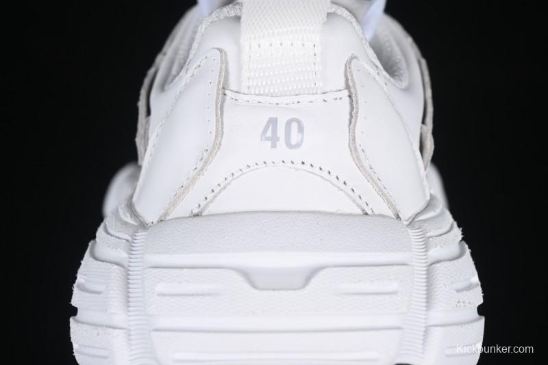 Balenciaga Monday Leather Round Toe Lace-Up Low-Top Lifestyle Sneakers - WDTSC9110