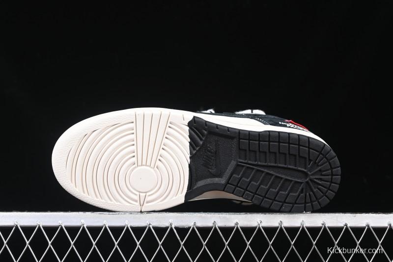 Nike SB Dunk Low The North Face x Supreme Anniversary Edition Customized Lace-Up Black White Black Swoosh Casual Skate Shoes - YX5066-227
