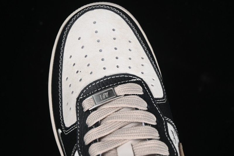 Nike Air Force 1 '07 Low Stussy Collaboration Black Leather & Gum Sole Low-Top Casual Sneakers - CH6336-519