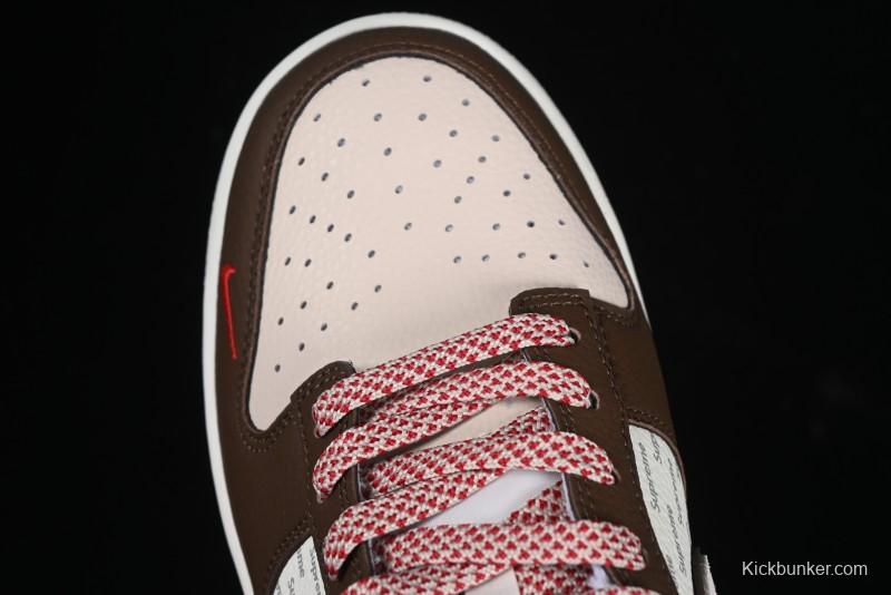 Nike SB Dunk Low Supreme Collaboration Bullet Screen White Check Anniversary High-End Custom Low-Top Casual Skate Shoes - DJ2024-091