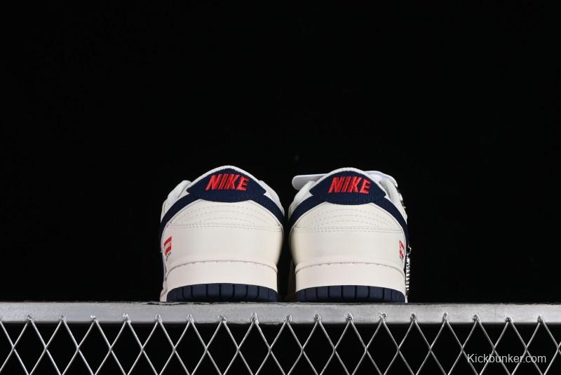 Nike Supreme x SB Dunk Low Balenciaga Collaboration - Off White Blue Canvas Anniversary High-End Custom Low-Top Casual Sneakers - XX2025-310