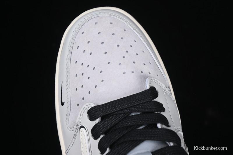 Nike Travis Scott x Fragment Design x Air Jordan 1 Low OG SP AJ1 Retro Sneakers in Summer Cicada Grey - XZ6898-001