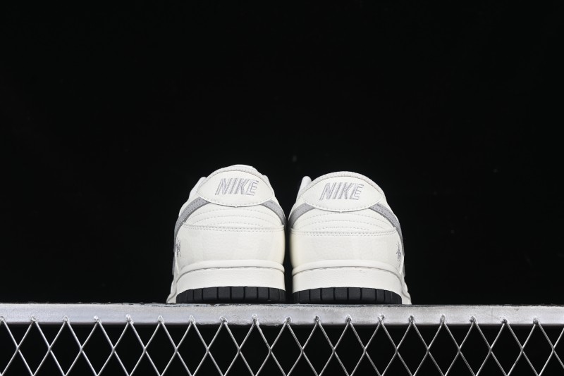 Nike SB Dunk Low Stussy Collaboration Barcode Embroidery Grey Hook Anniversary Custom Low-Top Casual Skate Shoes - DJ2024-054
