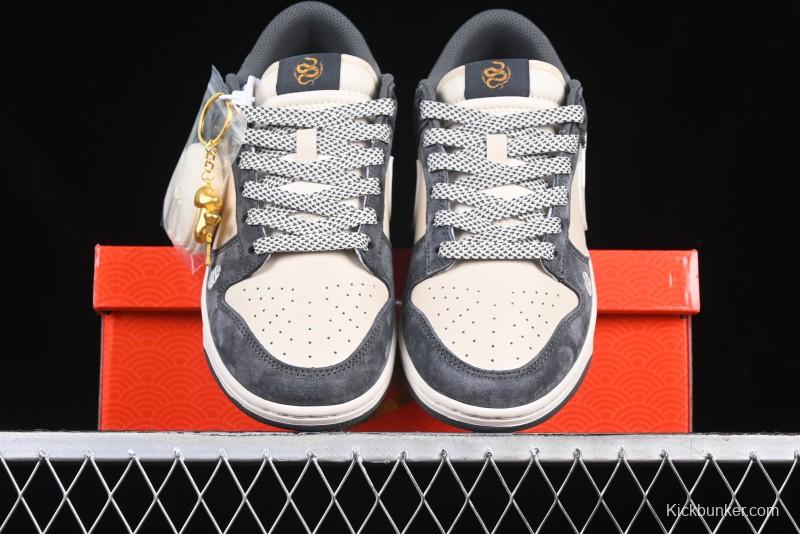 Nike SB Dunk Low Supreme Snake Year Collaboration White Hook Anniversary High-End Custom Low-Top Casual Skate Shoes - DM6868-016