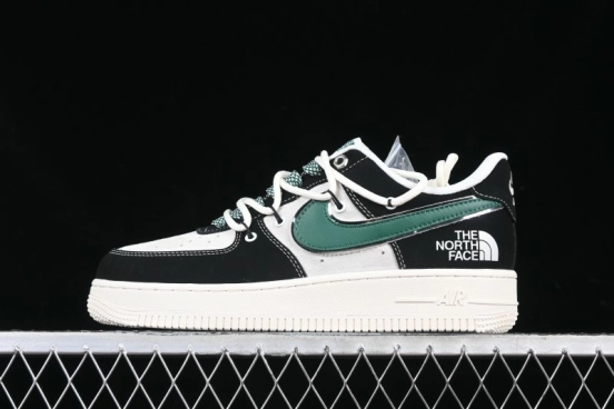 Nike Air Force 1 '07 Low The North Face Collaboration Black Green Lace-Up Low-Top Casual Sneakers - SJ1198-110