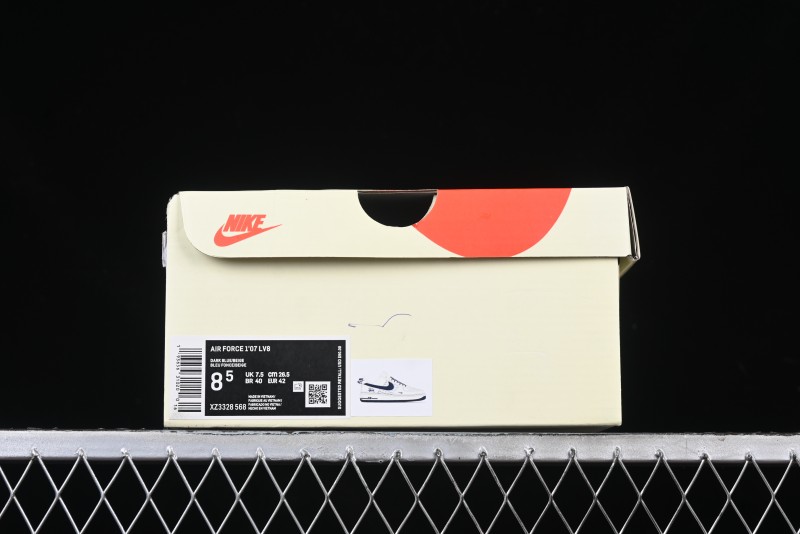 Nike Air Force 1 '07 Low Stussy Collaboration - Navy Blue & Off-White Low-Top Casual Sneakers - XZ3328-568