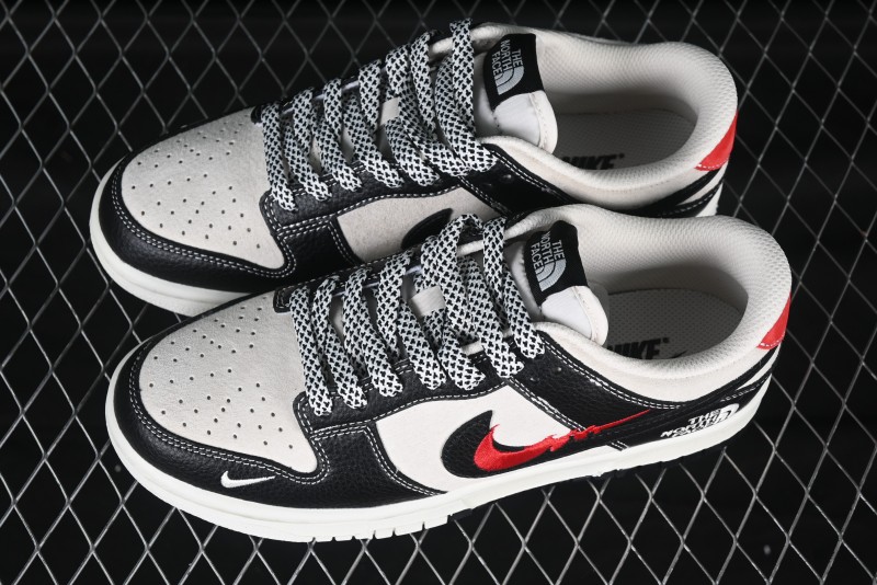 Nike SB Dunk Low The North Face Collaboration Embroidered Black Red Swoosh Anniversary High-End Custom Low-Top Casual Sneakers - DJ2024-128
