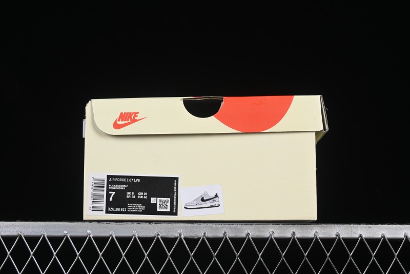 Nike Air Force 1 '07 Low Stussy Collaboration Silver Trim Black Swoosh Low-Top Casual Sneakers - XZ6188-912