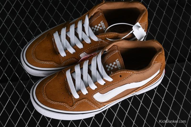 Vans Caldrone Classic American Retro Skate Shoes in Brown Orange - VN000CXZ1OU
