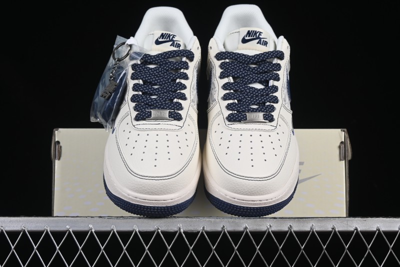 Nike Air Force 1 'Wave Swoosh' Edition – White & Navy**