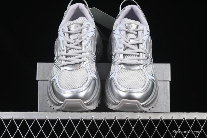 GG-CC Chunky Low Casual Fashion Sneakers with Thick Sole and Height Increasing Design - 2607 Silver
