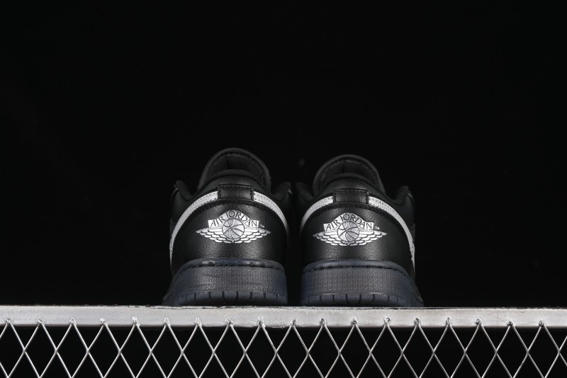 Nike Air Jordan 1 Low AJ1 Basketball Shoes Black White Canvas Leather Panel - HV5968-001