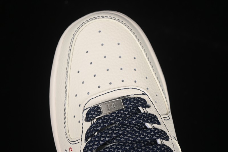 Nike Air Force 1 '07 Low Stussy Collaboration Dual-Tone Blue Red Logo Casual Sneakers - HH7518-072