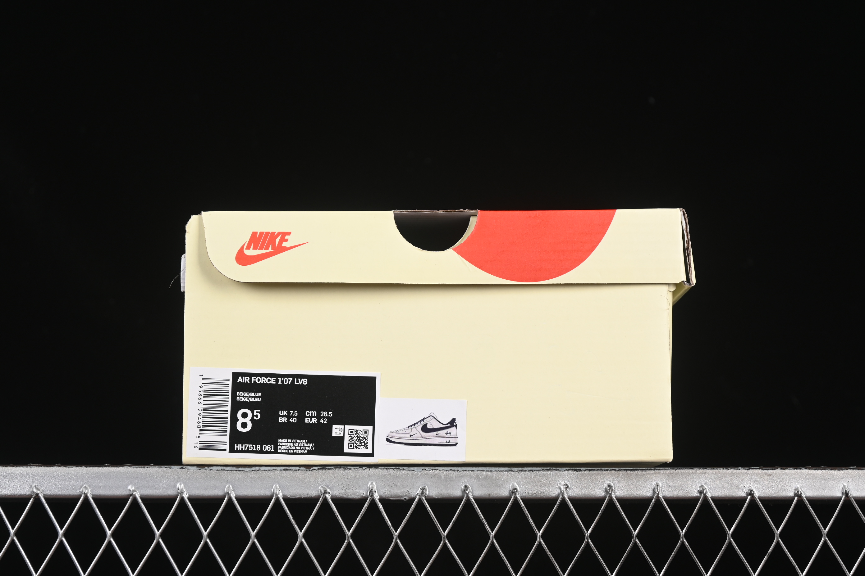 Nike Air Force 1 '07 Low Stussy Collaboration Dark Blue Mini Swoosh Casual Sneakers - HH7518-061