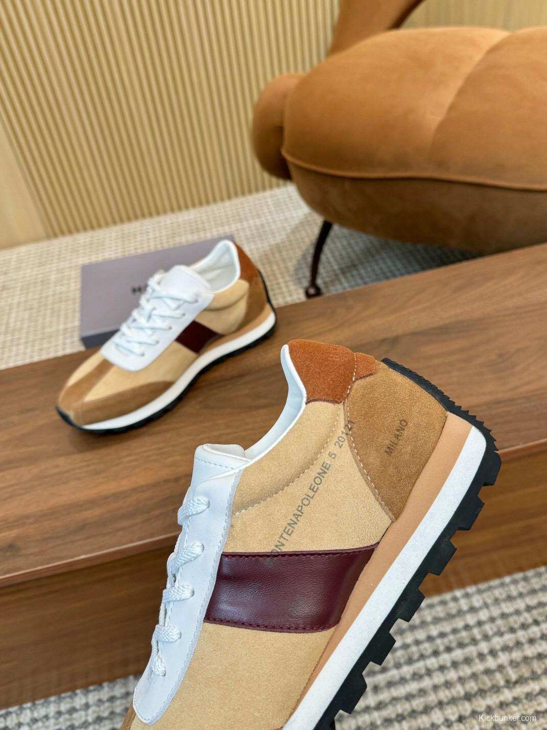 2025 Men HOGAN Beige White Burgundy Suede Leather Sneakers