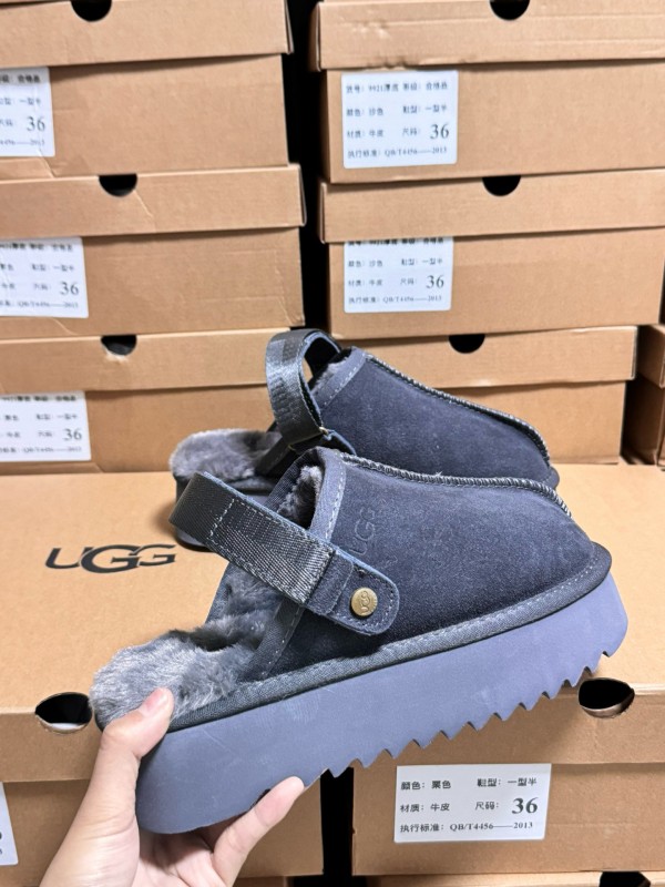 2024 Women UGG Grey Suede Slip-On Slippers MJ00170