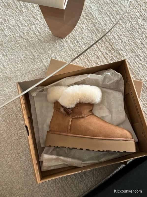 2024 Women UGG Antelope Brown Suede Shearling Short Boots MJ00170