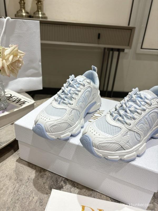 2025 Women Dior White Mesh Leather Sneakers