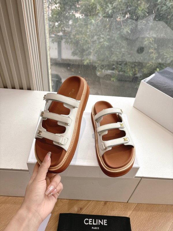 2025 CELINE White Leather Sandals
