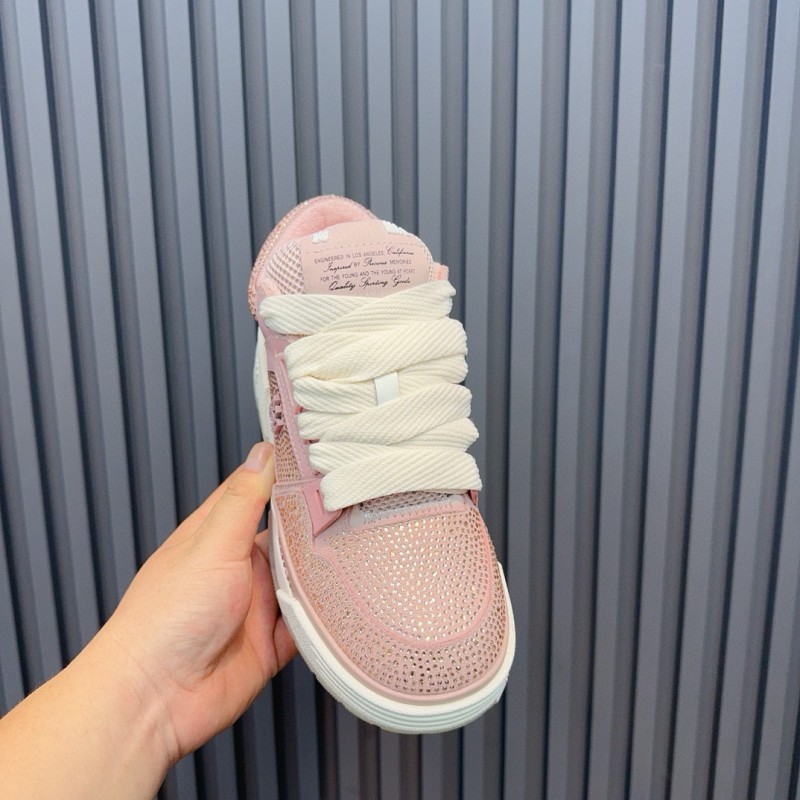 2024 Women Amiri pink mesh leather sneakers MJ00410