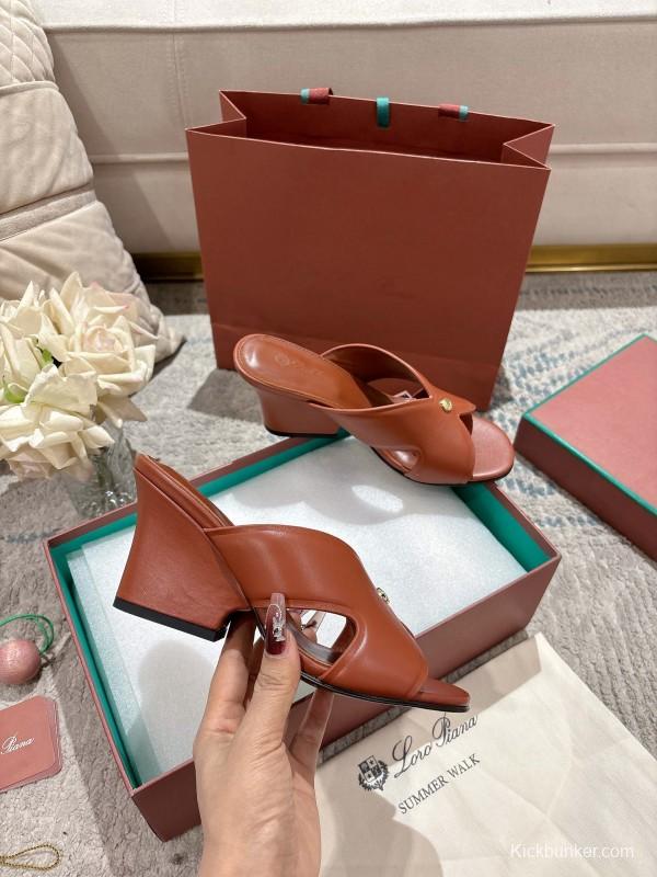 2025 Women Le Parmentier Brown Leather Sandals LY00300