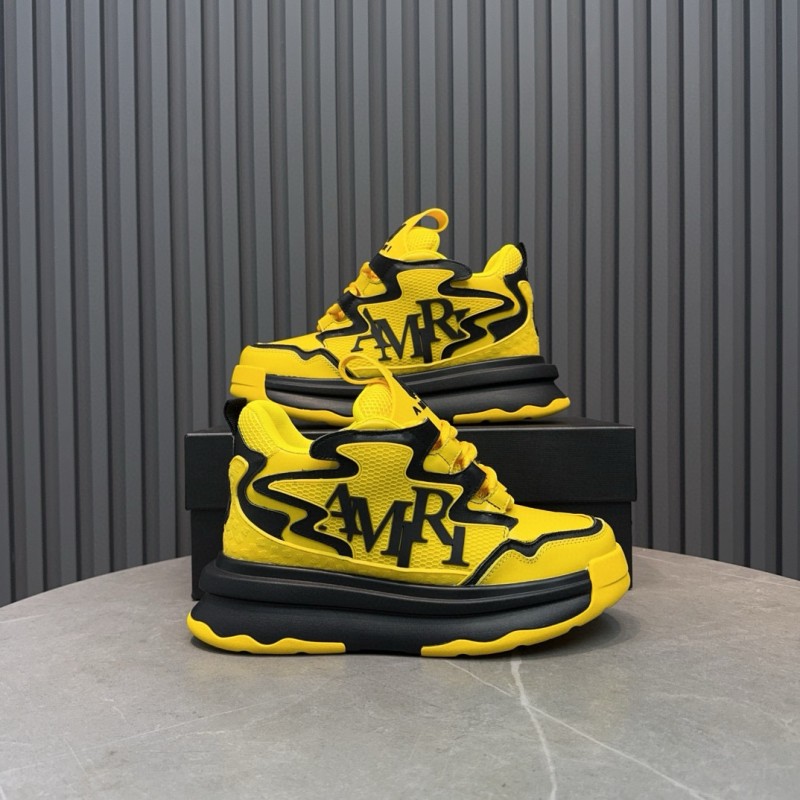 2024 Unisex Amiri Yellow Black Leather Sneakers MJ00410