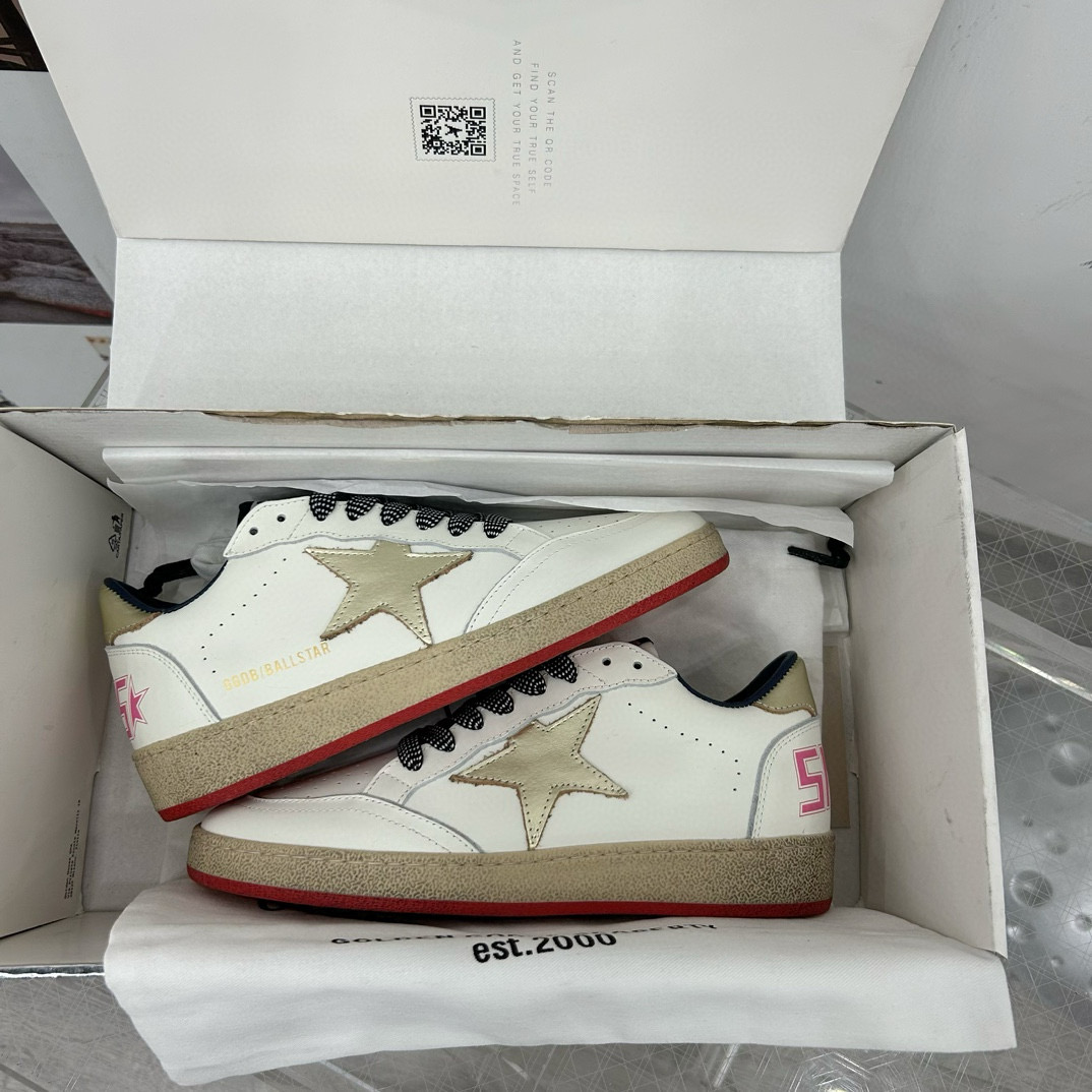 2024 Unisex GGDB White Gold Leather Sneakers MJ00260