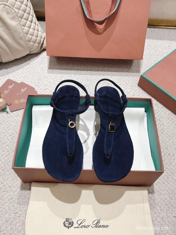 2025 Women LP Navy Suede Sandals LY00360
