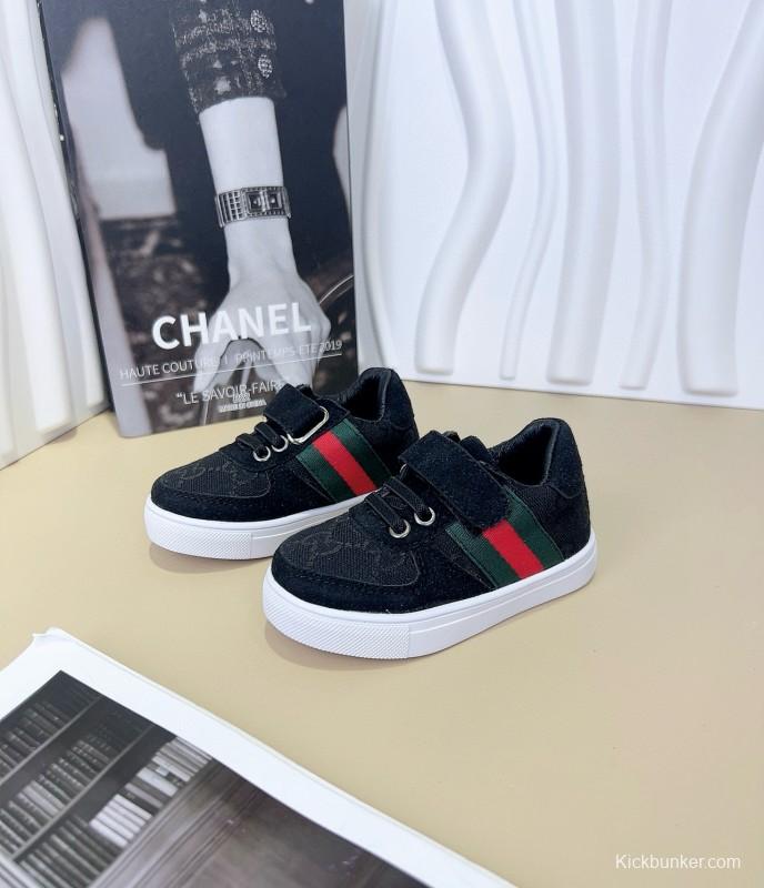 2024 Kids Gucci Brown Green Canvas Sneakers