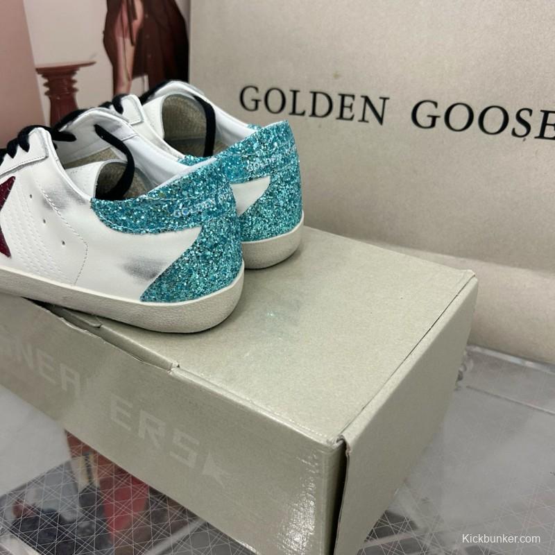 2025 Women GGDB White Burgundy Suede Leather Sneakers MJ00260