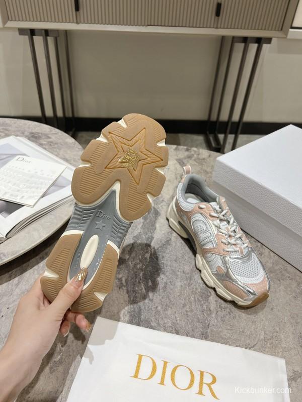2025 Women Dior White Pink Grey Mesh Leather Running Shoes