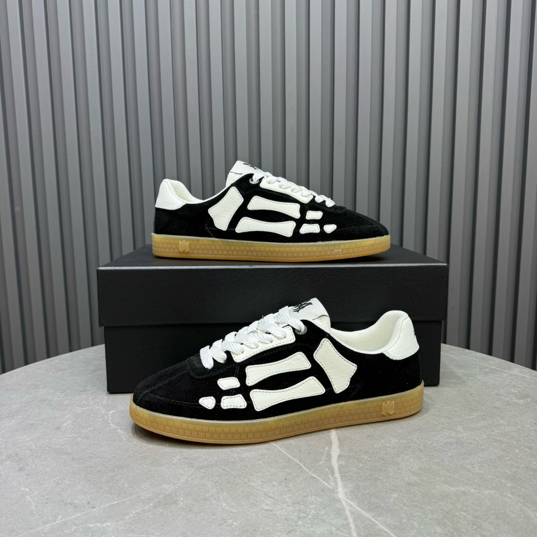 2024 Unisex Amiri Black White Suede Leather Sneakers MJ00300