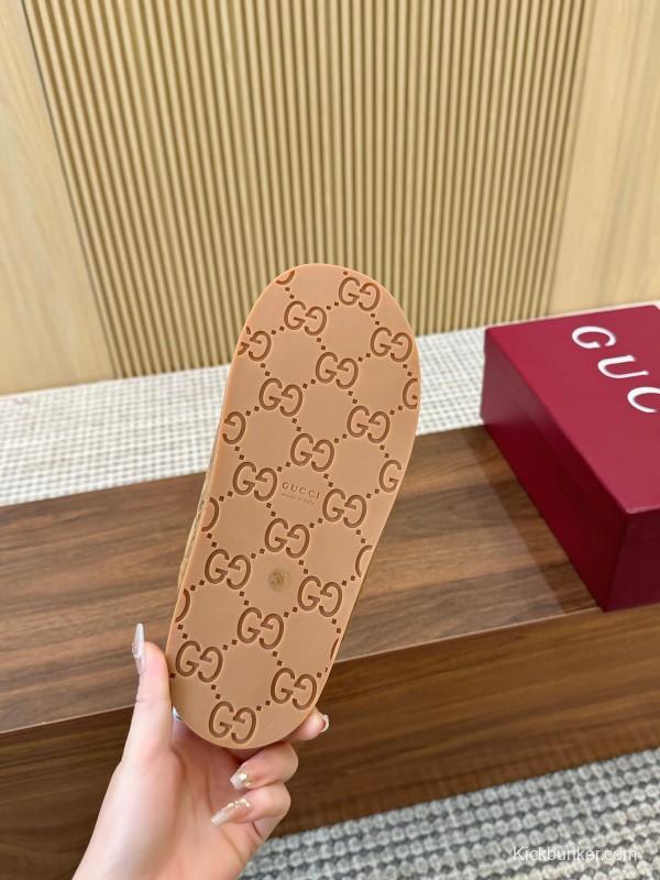 2025 Women Gucci Beige Leather Sandals LY00260