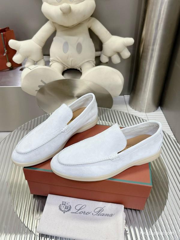 2024 Unisex Le Parmentier White Calf Suede Loafers MJ00270