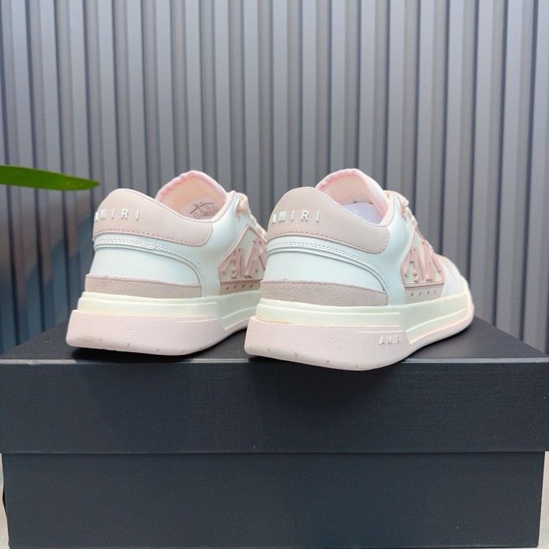 2025 Unisex Amiri White Pink Leather Sneakers MJ00360