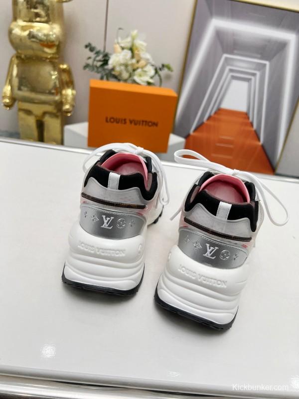 2025 Unisex Louis Vuitton White Pink Mesh Leather Sneakers Monogram LY00340