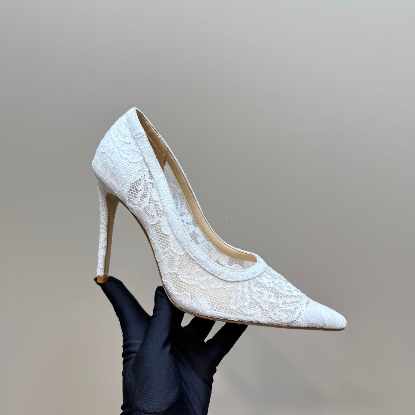 2025 Women Gianvito Rossi White Lace High Heel Shoes KFY00280