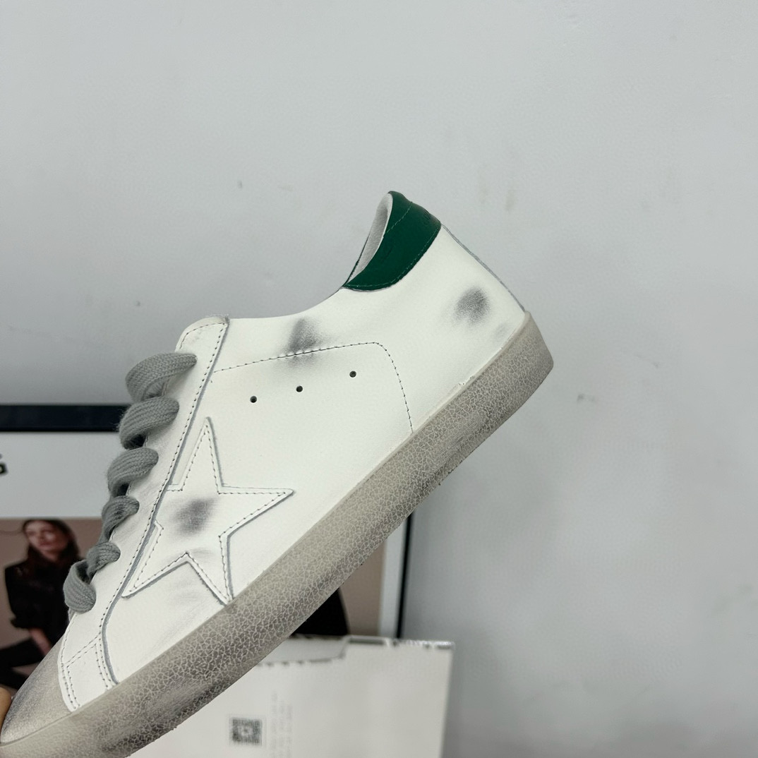 2025 Unisex GGDB White Green Leather Sneakers