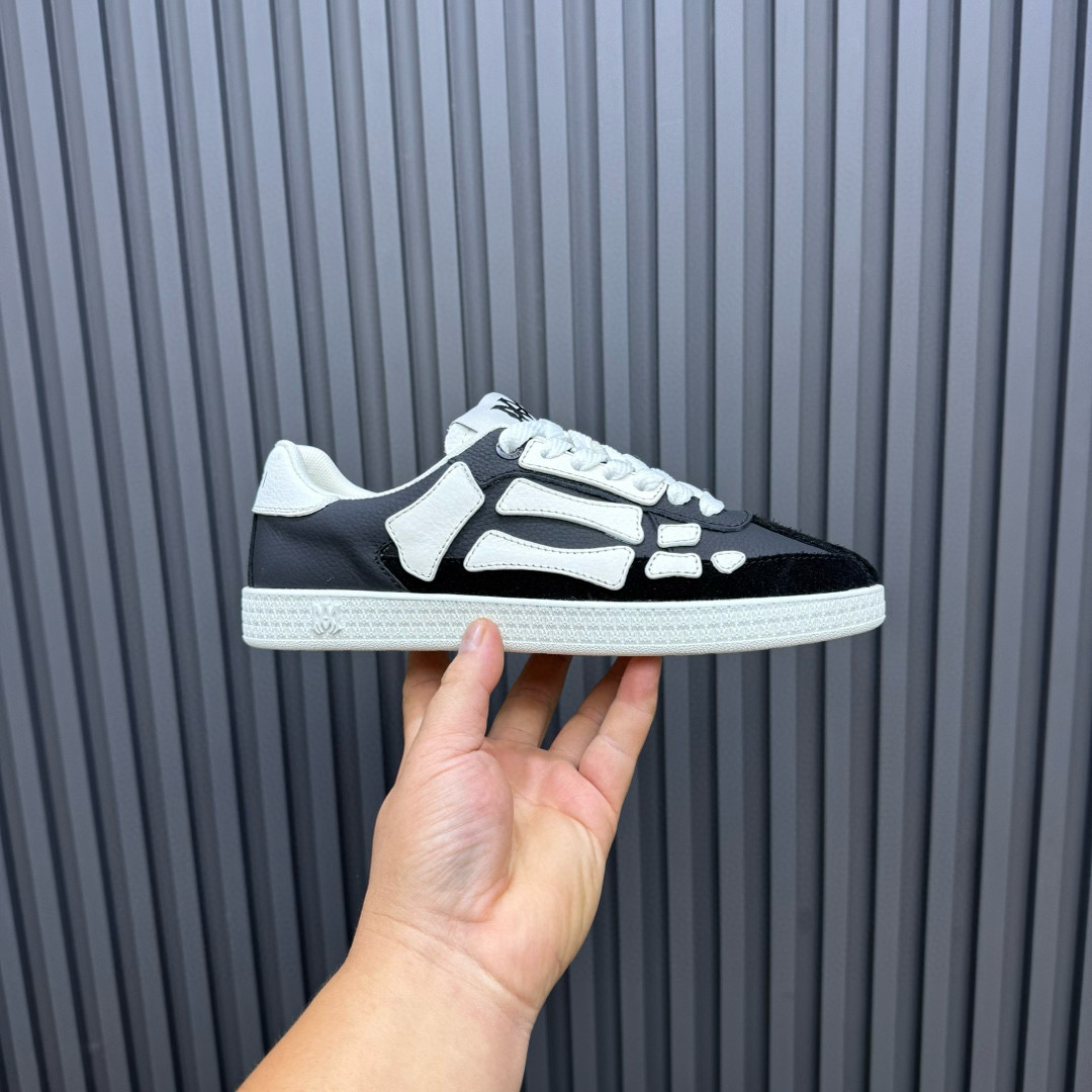 2024 Unisex Amiri Black White Leather Sneakers MJ00300