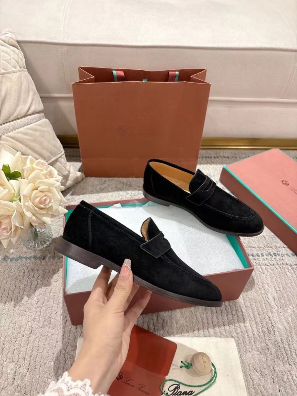 2025 Women Le Parmentier Black Suede Loafer LY00400