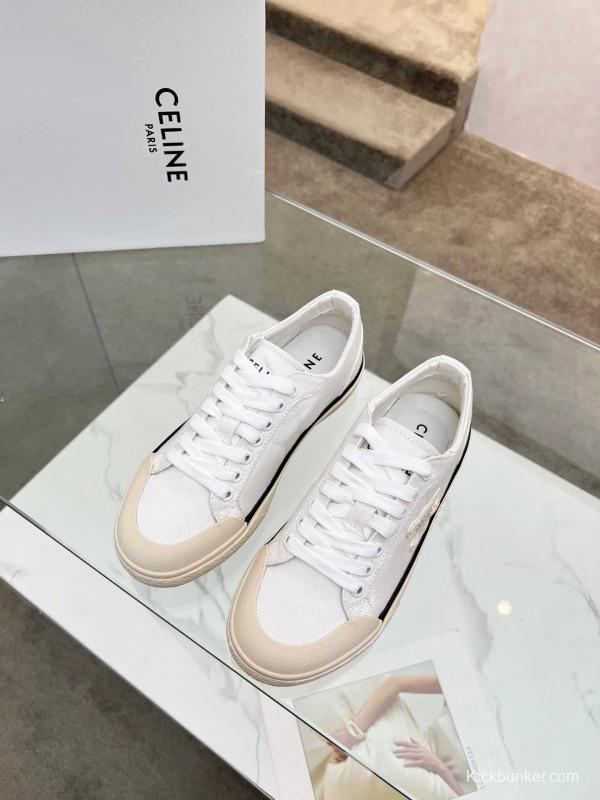 2025 Women Celine White Canvas Sneakers LY00210